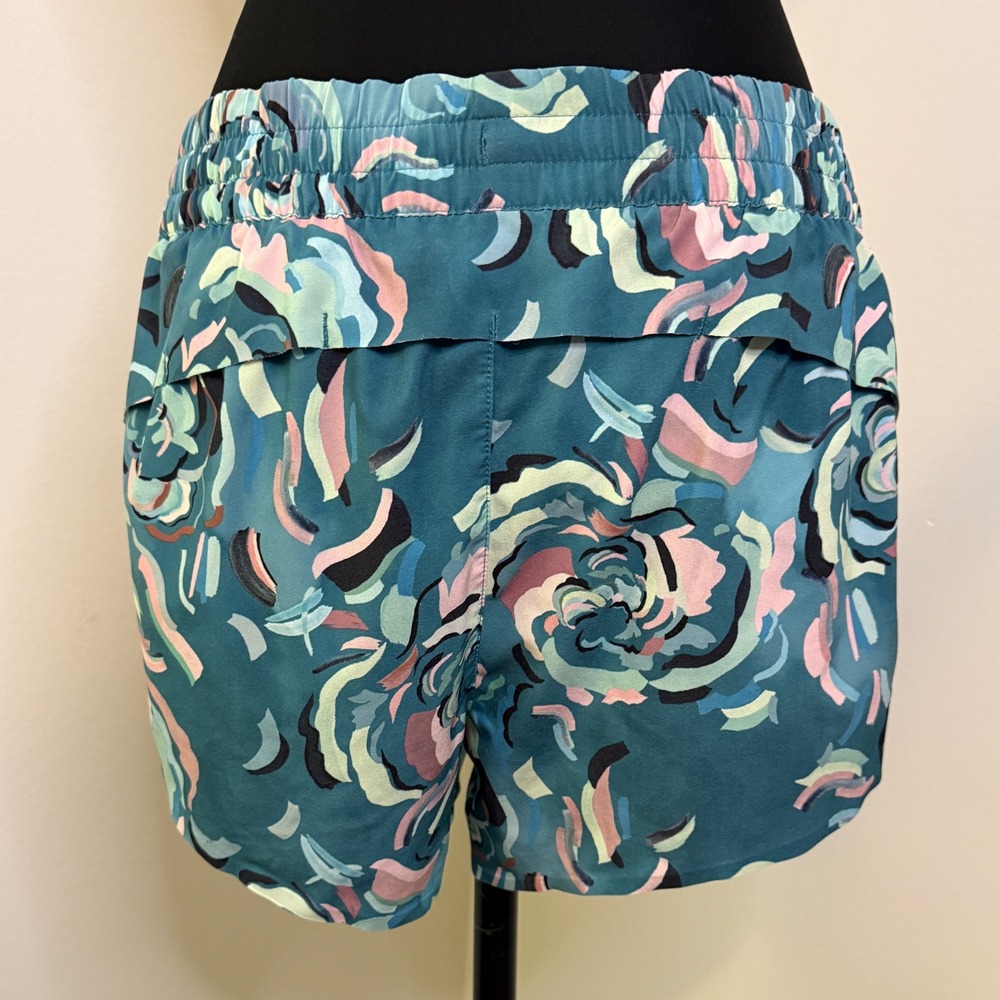 Athleta Womens Burgundy Ribbed Racerback Tank and Teal Floral Shorts Set Size M - Picture 6 of 9